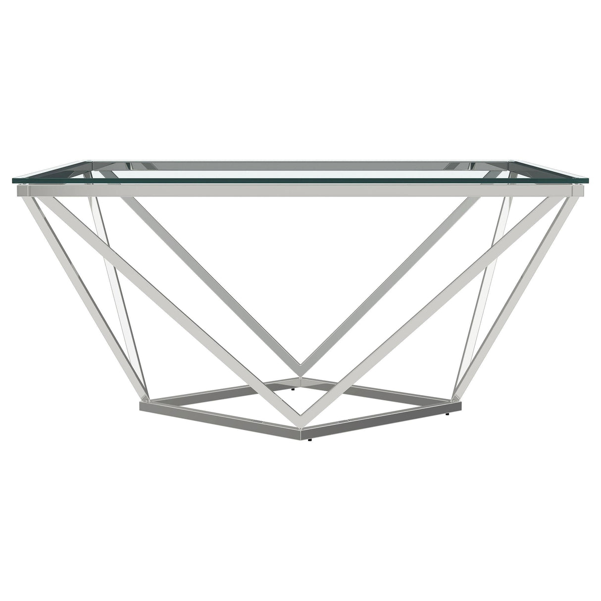 Brittania Square Glass Top Geometric Coffee Table Nickel by Coaster at Eve Furniture