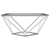 Brittania Square Glass Top Geometric Coffee Table Nickel by Coaster at Eve Furniture