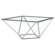 Brittania Square Glass Top Geometric Coffee Table Nickel by Coaster at Eve Furniture