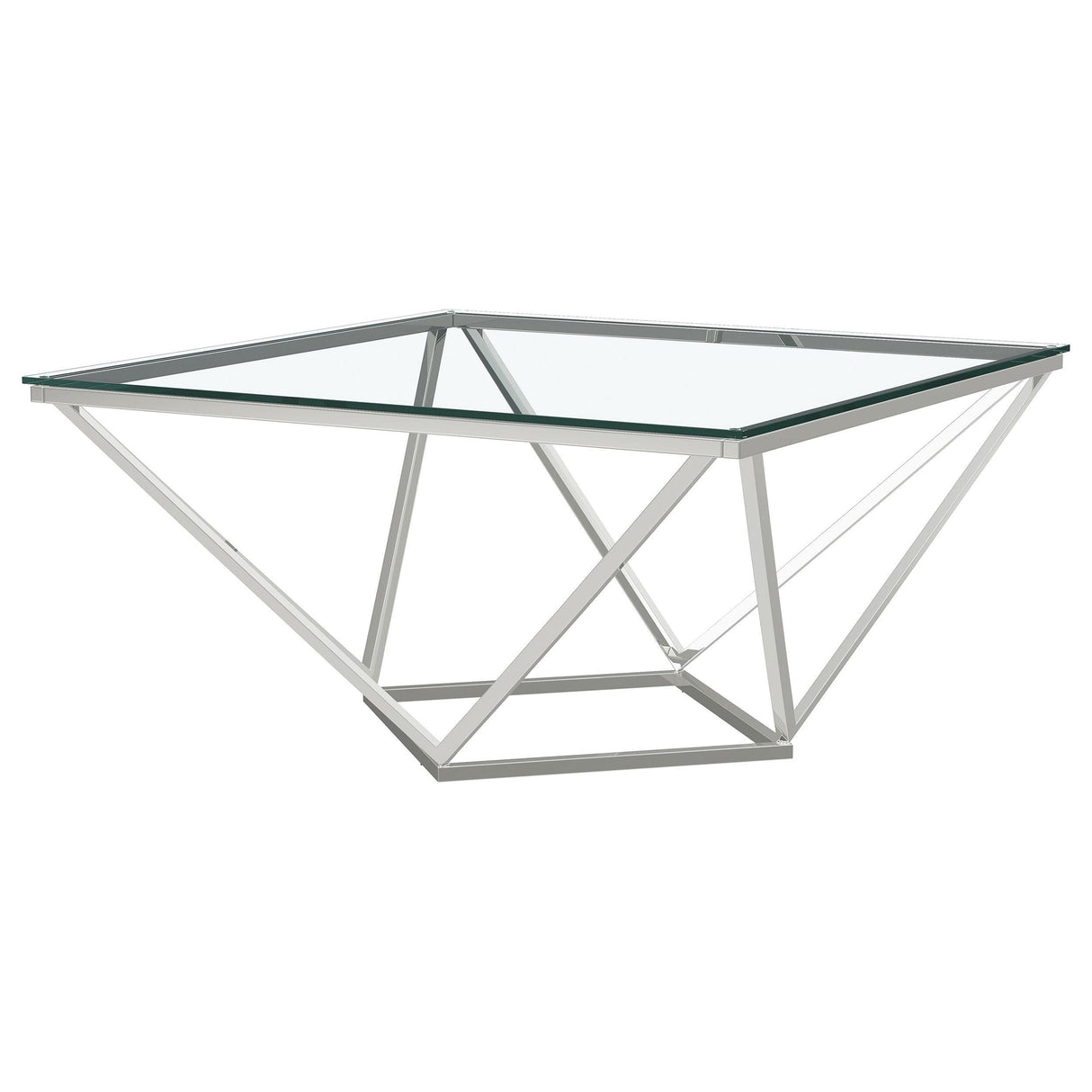 Brittania Square Glass Top Geometric Coffee Table Nickel by Coaster at Eve Furniture