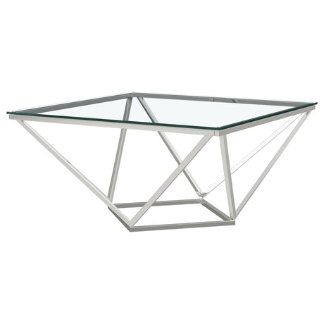 Brittania Square Glass Top Geometric Coffee Table Nickel by Coaster at Eve Furniture