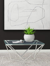 Brittania Square Glass Top Geometric Coffee Table Nickel by Coaster at Eve Furniture