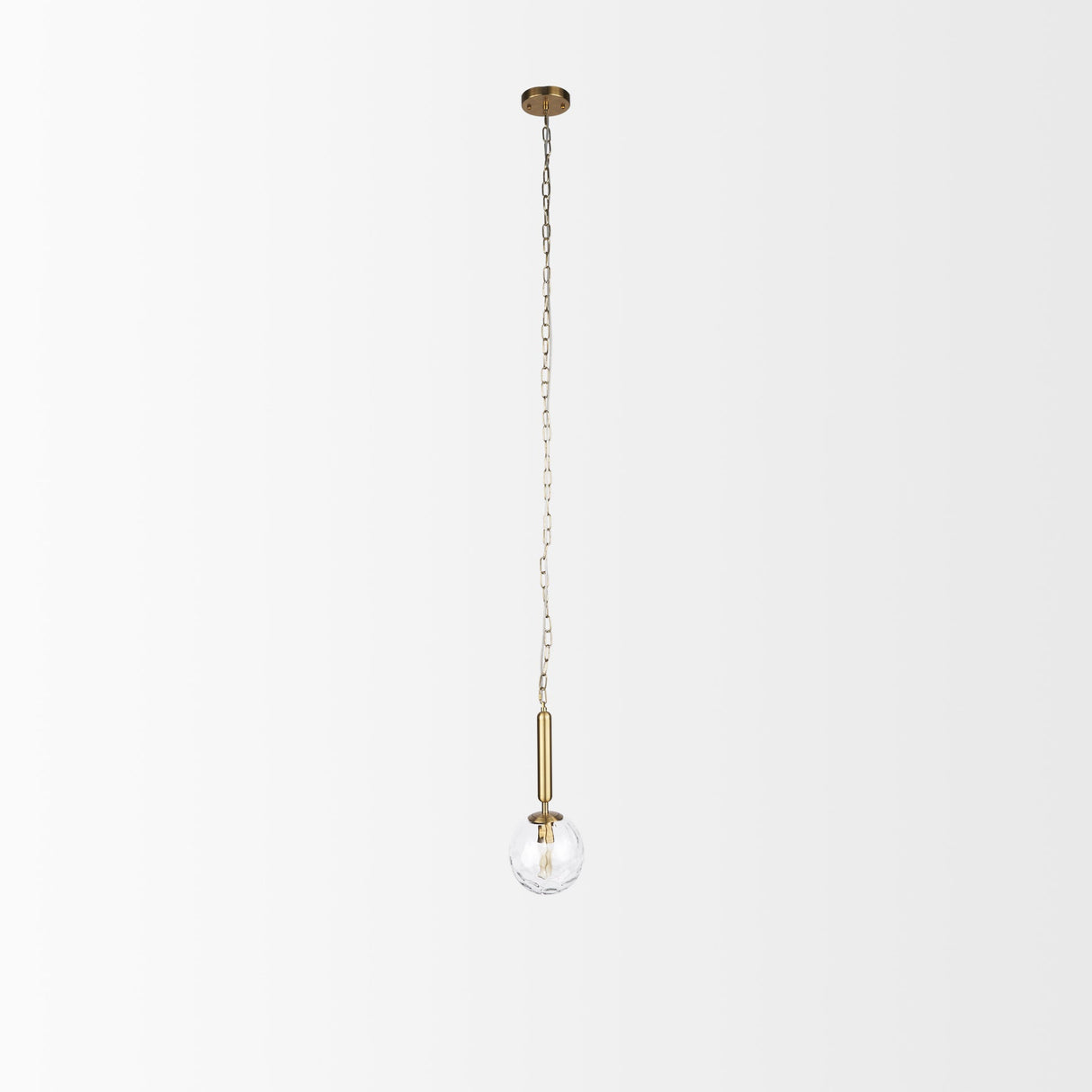 Britton Gold Metal w/ Clear Glass Globe 1-Light Pendant Light by Mercana at Eve Furniture