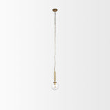 Britton Gold Metal w/ Clear Glass Globe 1-Light Pendant Light by Mercana at Eve Furniture