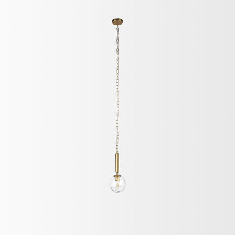 Britton Gold Metal w/ Clear Glass Globe 1-Light Pendant Light by Mercana at Eve Furniture
