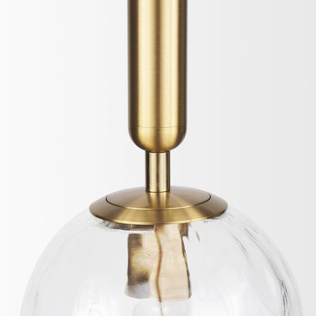 Britton Gold Metal w/ Clear Glass Globe 1-Light Pendant Light by Mercana at Eve Furniture