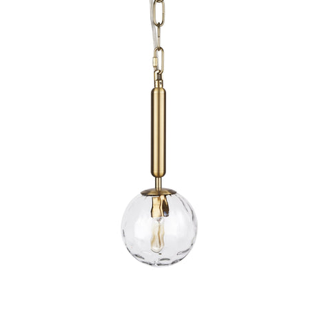 Britton Gold Metal w/ Clear Glass Globe 1-Light Pendant Light by Mercana at Eve Furniture
