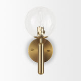 Britton Gold Metal w/ Clear Glass Globe 1-Light Wall Sconce by Mercana at Eve Furniture