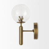 Britton Gold Metal w/ Clear Glass Globe 1-Light Wall Sconce by Mercana at Eve Furniture