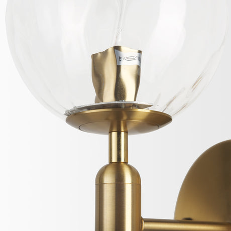Britton Gold Metal w/ Clear Glass Globe 1-Light Wall Sconce by Mercana at Eve Furniture