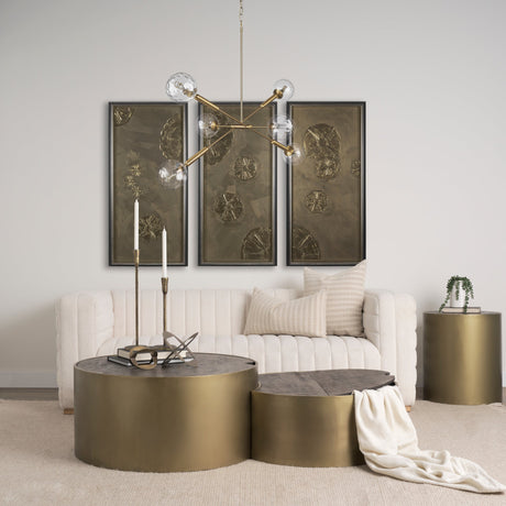Britton Gold Metal w/ Clear Glass Globes 6-Light Chandelier by Mercana at Eve Furniture