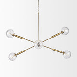 Britton Gold Metal w/ Clear Glass Globes 6-Light Chandelier by Mercana at Eve Furniture
