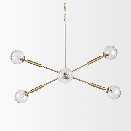 Britton Gold Metal w/ Clear Glass Globes 6-Light Chandelier by Mercana at Eve Furniture