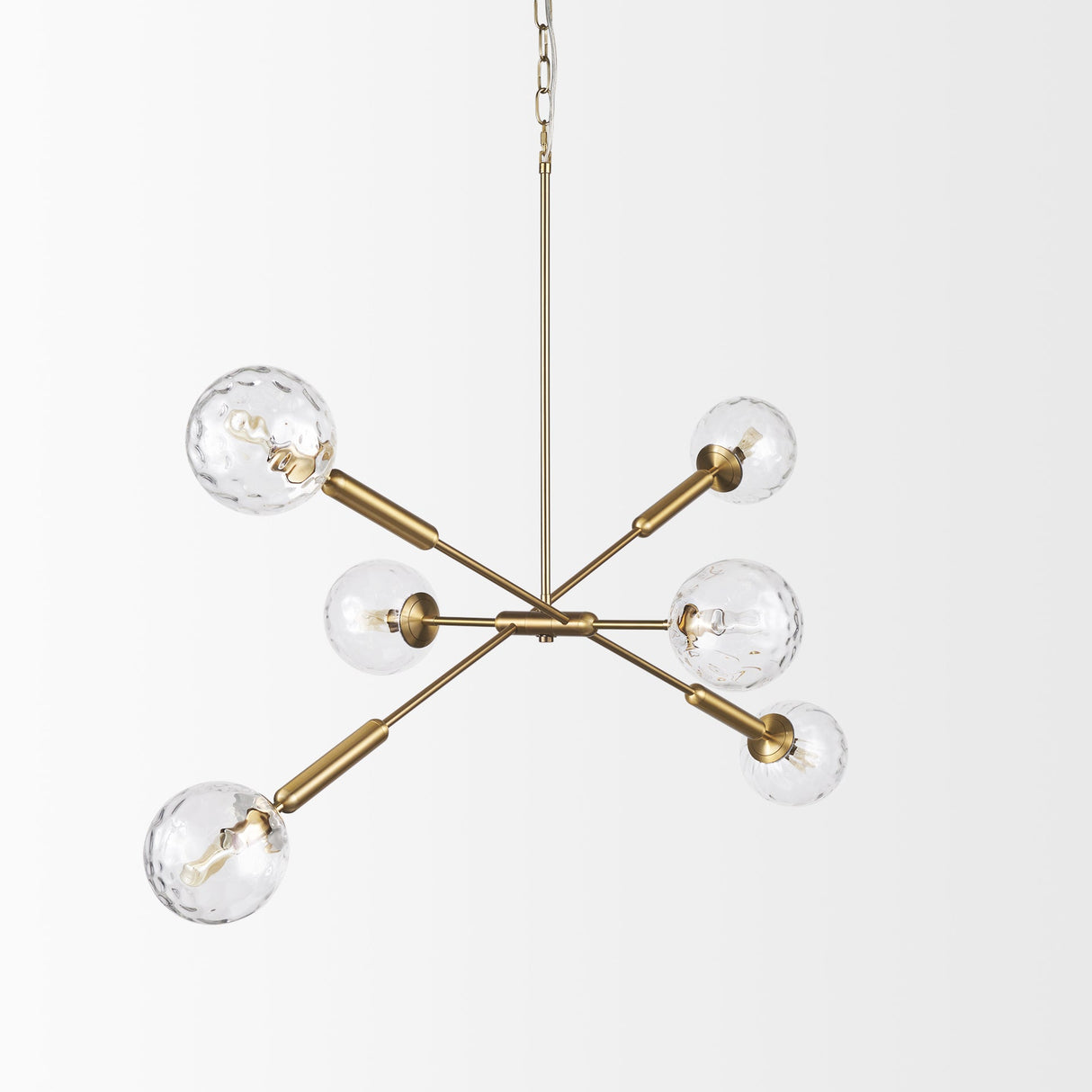 Britton Gold Metal w/ Clear Glass Globes 6-Light Chandelier by Mercana at Eve Furniture