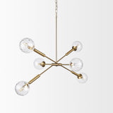 Britton Gold Metal w/ Clear Glass Globes 6-Light Chandelier by Mercana at Eve Furniture