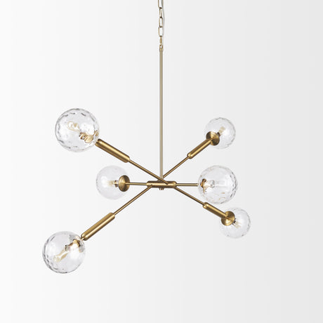 Britton Gold Metal w/ Clear Glass Globes 6-Light Chandelier by Mercana at Eve Furniture