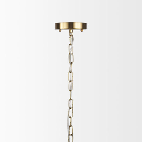 Britton Gold Metal w/ Clear Glass Globes 6-Light Chandelier by Mercana at Eve Furniture