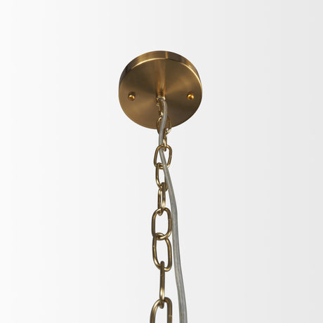 Britton Gold Metal w/ Clear Glass Globes 6-Light Chandelier by Mercana at Eve Furniture