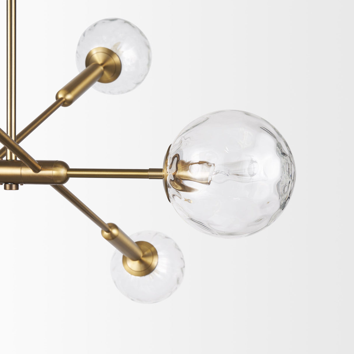Britton Gold Metal w/ Clear Glass Globes 6-Light Chandelier by Mercana at Eve Furniture
