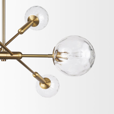 Britton Gold Metal w/ Clear Glass Globes 6-Light Chandelier by Mercana at Eve Furniture