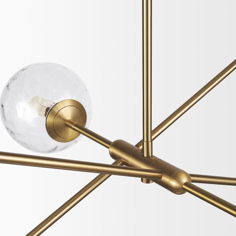 Britton Gold Metal w/ Clear Glass Globes 6-Light Chandelier by Mercana at Eve Furniture