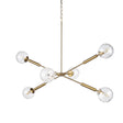 Britton Gold Metal w/ Clear Glass Globes 6-Light Chandelier by Mercana at Eve Furniture