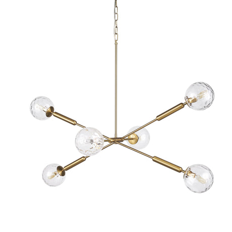 Britton Gold Metal w/ Clear Glass Globes 6-Light Chandelier by Mercana at Eve Furniture