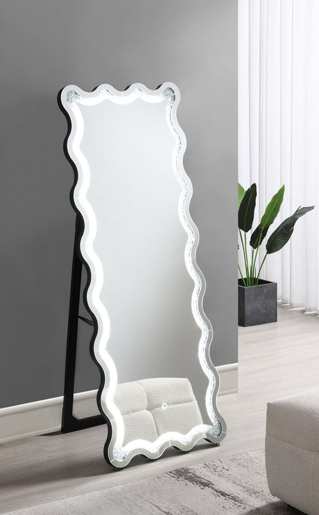 Brixey Black LED Lighting Standing Floor Mirror by Coaster at Eve Furniture