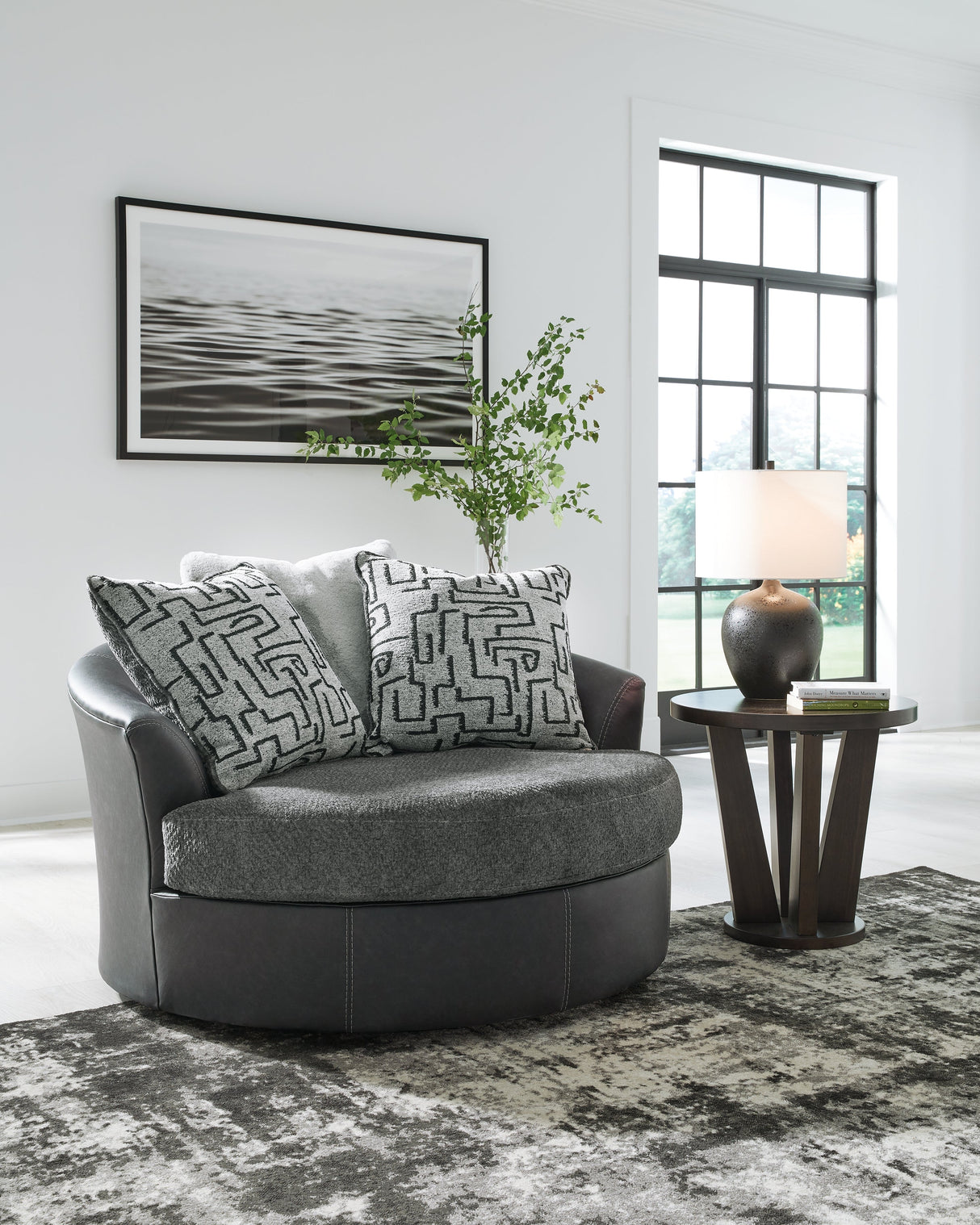 Brixley Pier Graphite Oversized Swivel Accent Chair