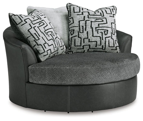 Brixley Pier Graphite Oversized Swivel Accent Chair by Ashley at Eve Furniture