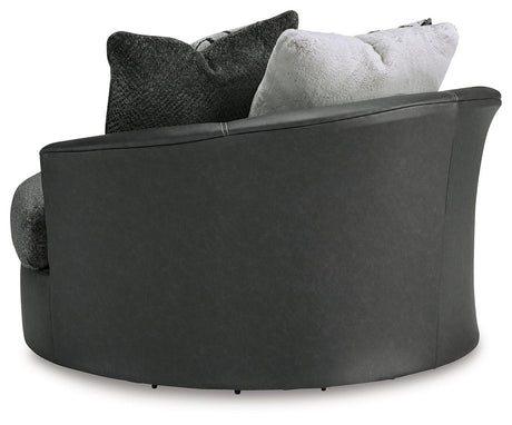 Brixley Pier Graphite Oversized Swivel Accent Chair by Ashley at Eve Furniture