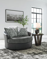Brixley Pier Graphite Oversized Swivel Accent Chair by Ashley at Eve Furniture