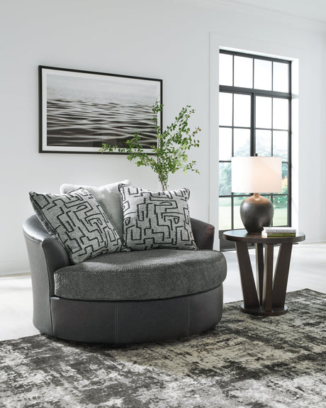 Brixley Pier Graphite Oversized Swivel Accent Chair by Ashley at Eve Furniture