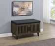 Brixton Smoked Oak 2-Door Padded Entryway Shoe Storage by Coaster at Eve Furniture