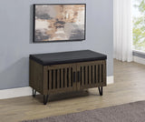 Brixton Smoked Oak 2-Door Padded Entryway Shoe Storage by Coaster at Eve Furniture