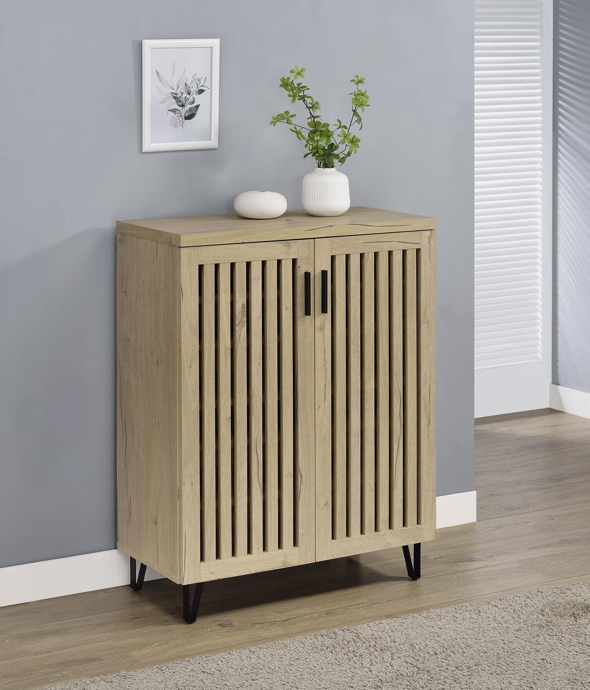 Brixton White Oak 2-Door Entryway Shoe Storage Cabinets by Coaster at Eve Furniture