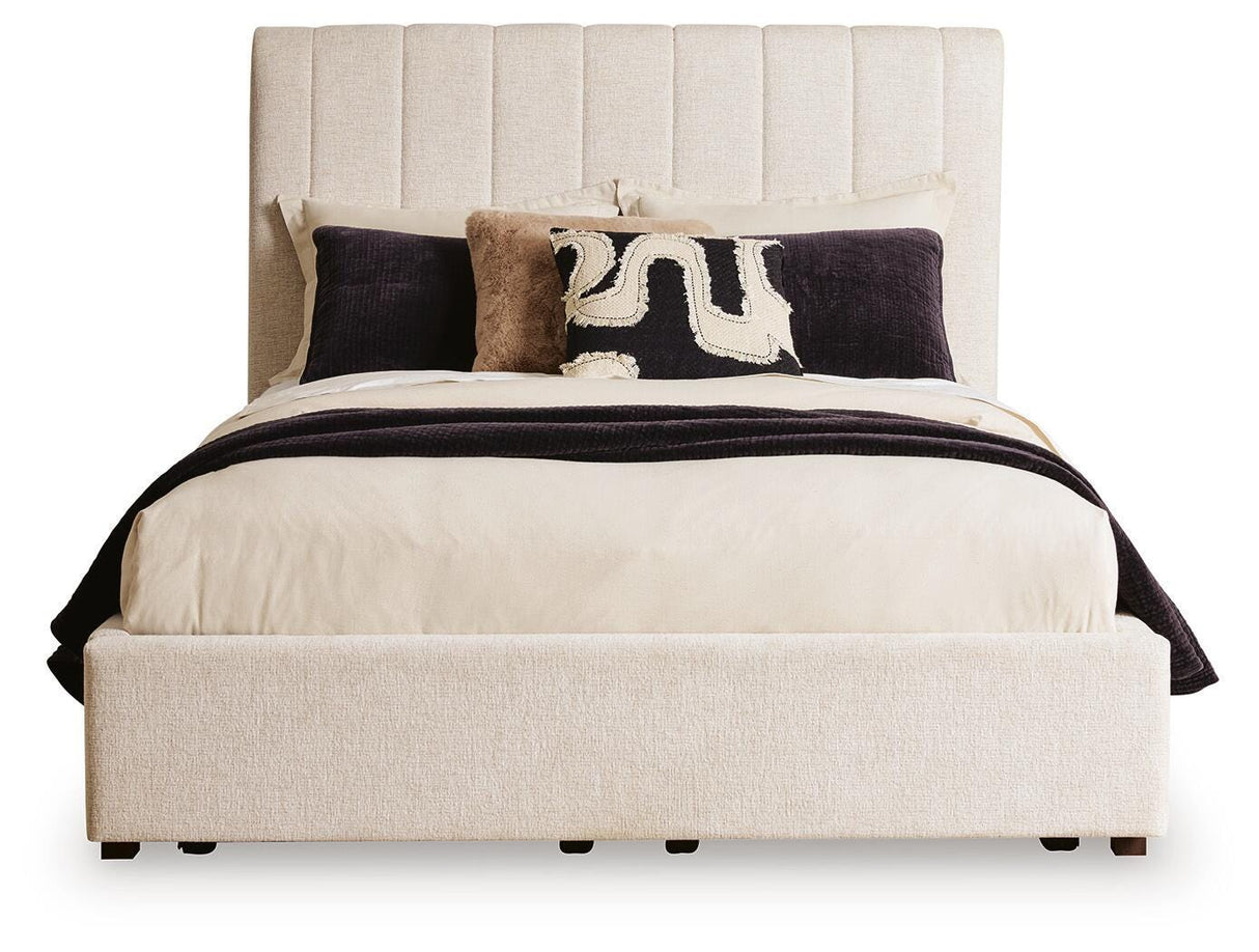 Brizmore Beige Queen Upholstered Storage Bed by Ashley at Eve Furniture