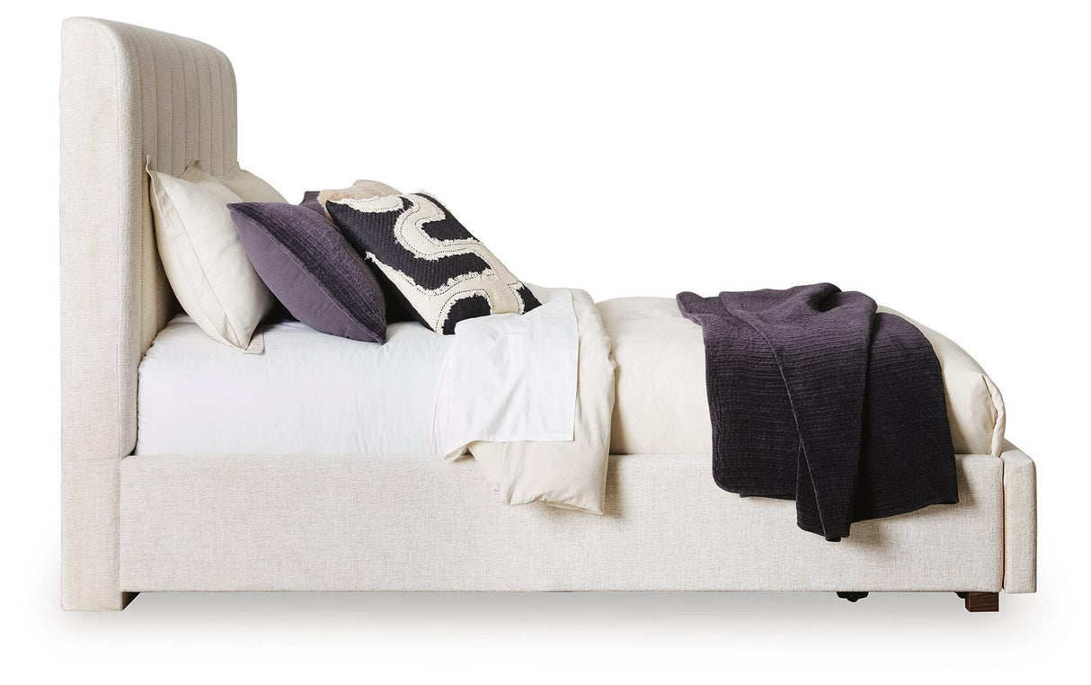 Brizmore Beige Queen Upholstered Storage Bed by Ashley at Eve Furniture