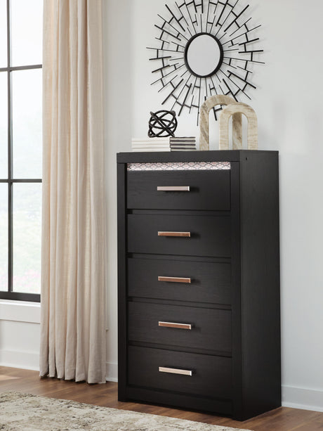 Brizmore Black Five Drawer Chest by Ashley at Eve Furniture