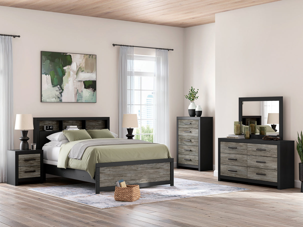 Broachmyn Black/Gray Bookcase Panel Bedroom Set by Ashley at Eve Furniture
