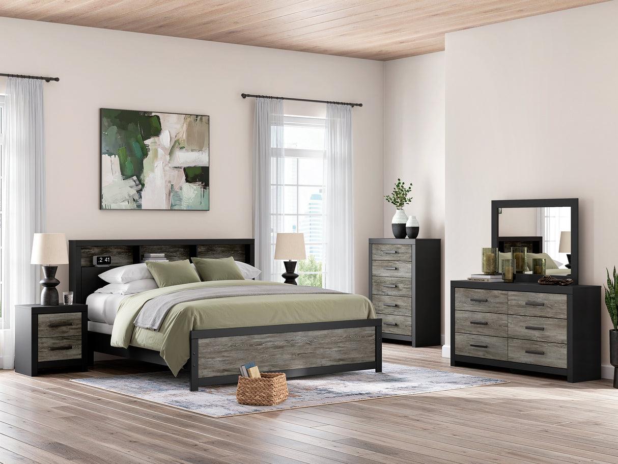 Broachmyn Black/Gray Bookcase Panel Bedroom Set by Ashley at Eve Furniture