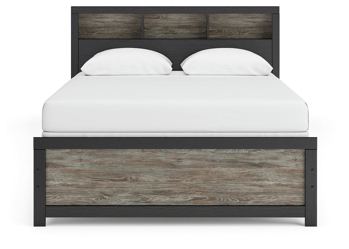 Broachmyn Black/Gray LED Bookcase Panel Bedroom Set by Ashley at Eve Furniture