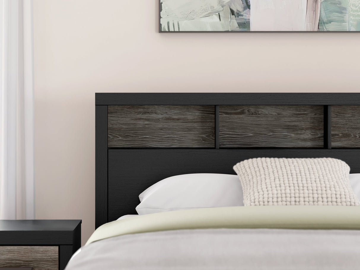 Broachmyn Black/Gray LED Bookcase Panel Bedroom Set by Ashley at Eve Furniture