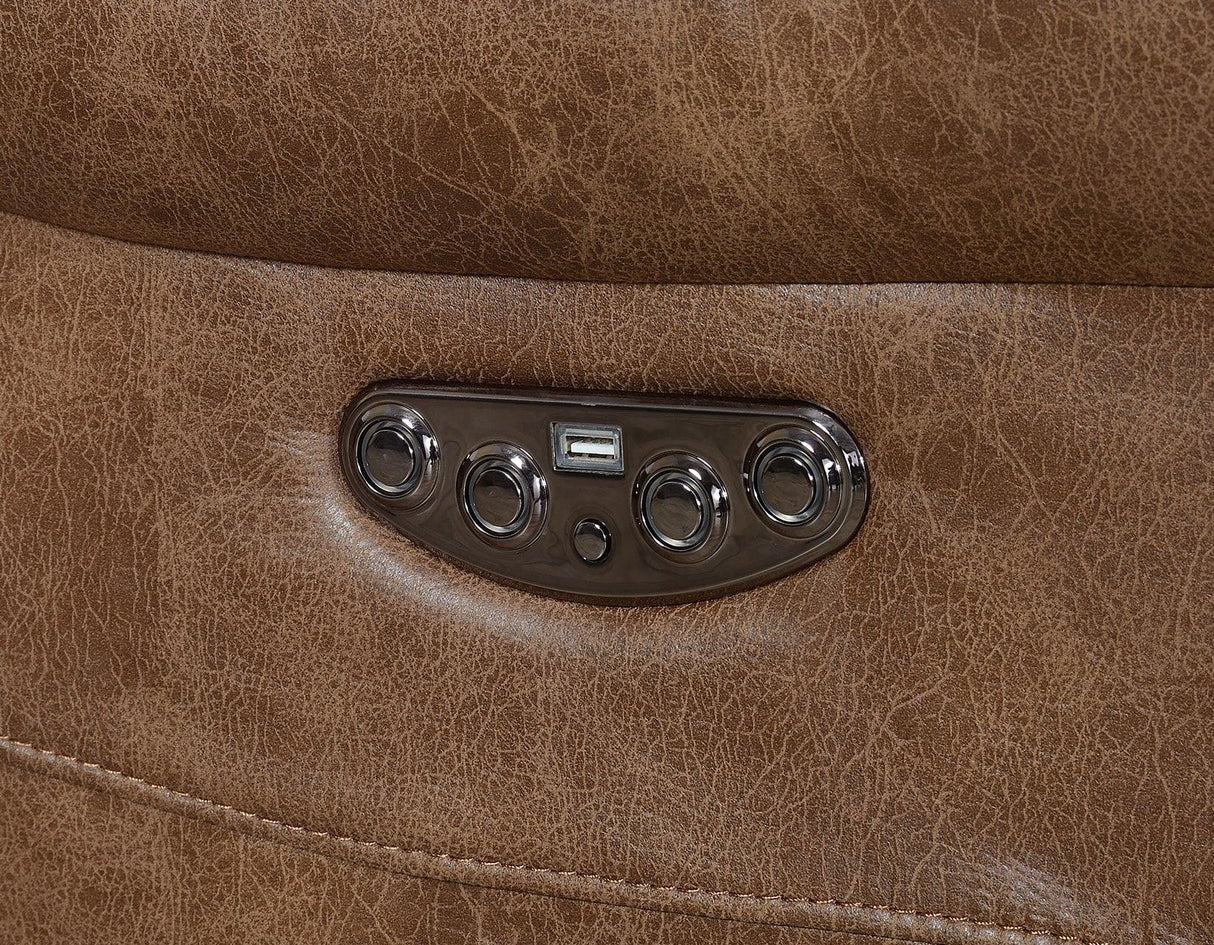 Brock Cinnamon Dual-Power Reclining Console Loveseat by Steve Silver at Eve Furniture