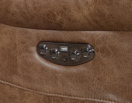 Brock Cinnamon Dual-Power Reclining Console Loveseat by Steve Silver at Eve Furniture