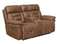 Brock Cinnamon Dual-Power Reclining Console Loveseat by Steve Silver at Eve Furniture