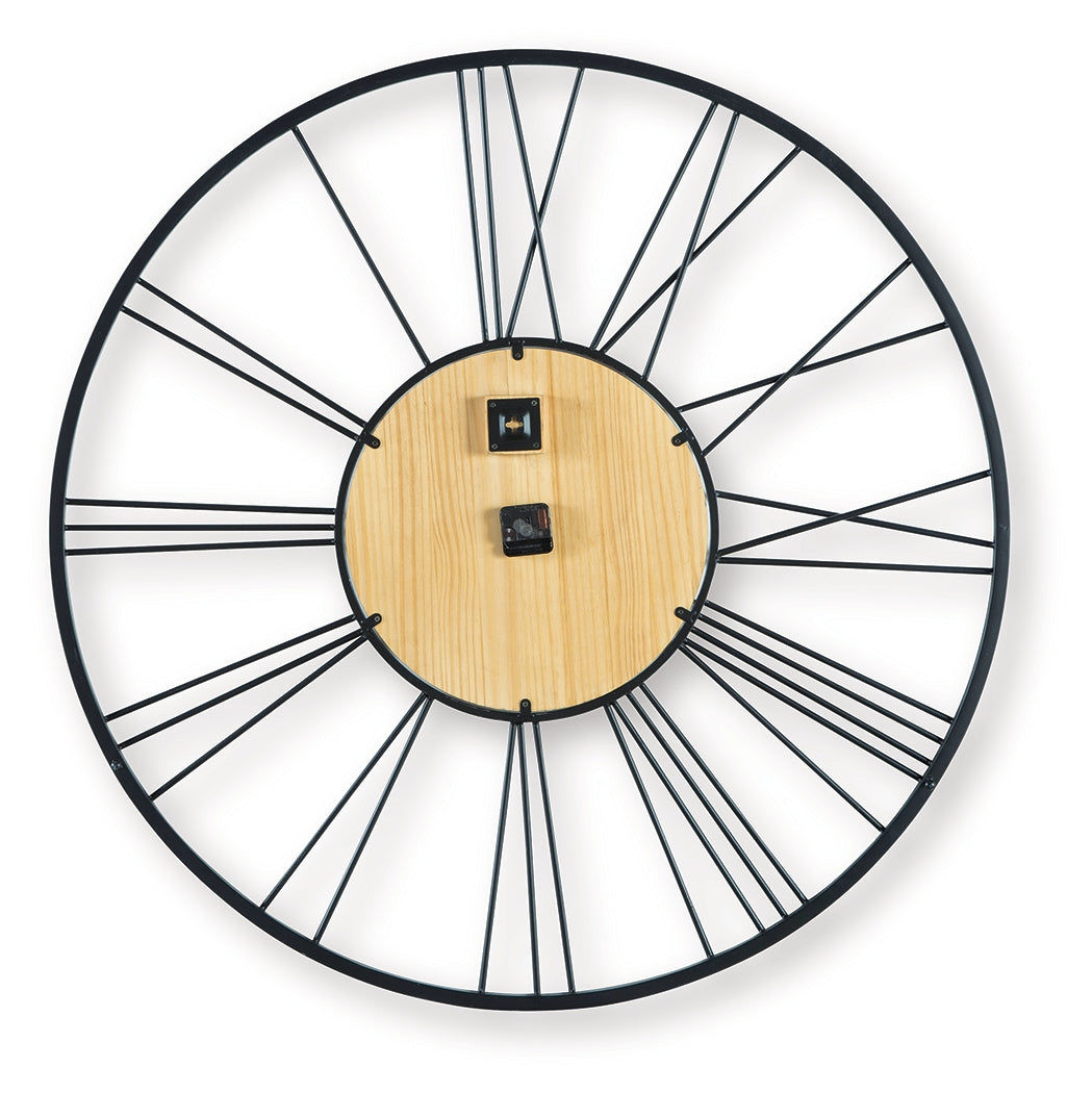 Brockett Black/Natural Wall Clock by ASHLEY FURNITURE at Eve Furniture