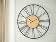 Brockett Black/Natural Wall Clock by ASHLEY FURNITURE at Eve Furniture