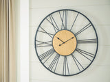 Brockett Black/Natural Wall Clock by ASHLEY FURNITURE at Eve Furniture