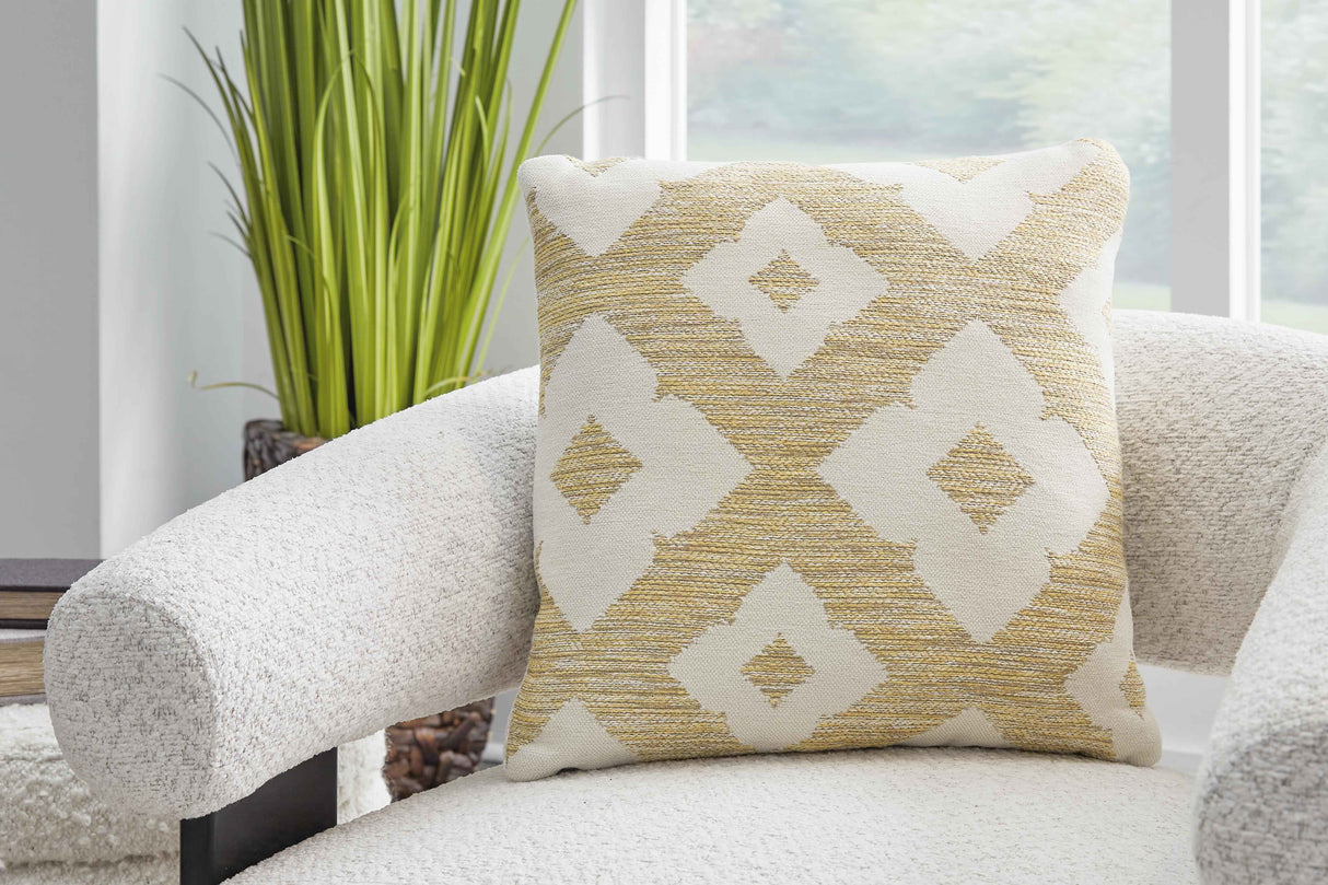 Brockner Next-Gen Nuvella Brown/Yellow Pillow by Ashley at Eve Furniture